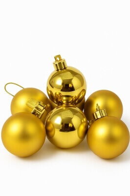 Yılbaşı Çam Ağacı Süsü Cici Top 4 cm 6 lı Gold - 8