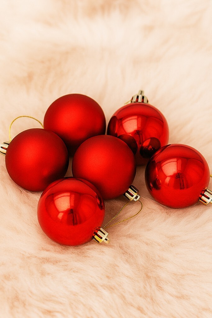 Beysüs Yılbaşı Çam Ağacı Süsü Cici Top 6 cm 6 lı Kırmızı - 2