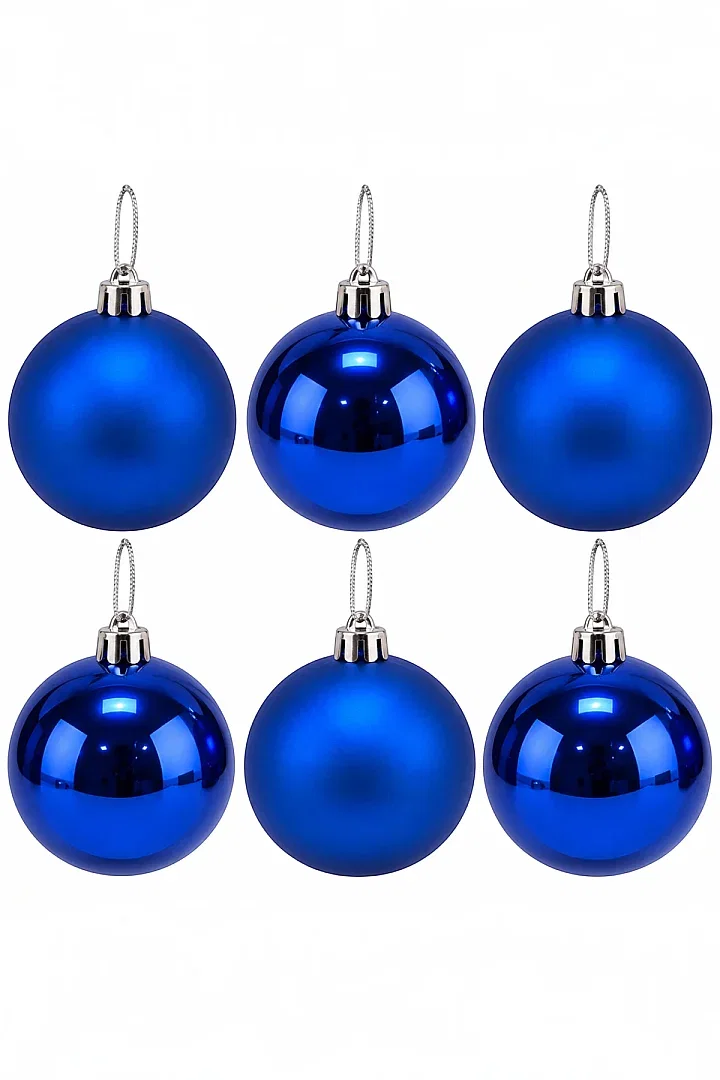 Yılbaşı Çam Ağacı Süsü Cici Top 6 cm 6 lı Mavi - 2