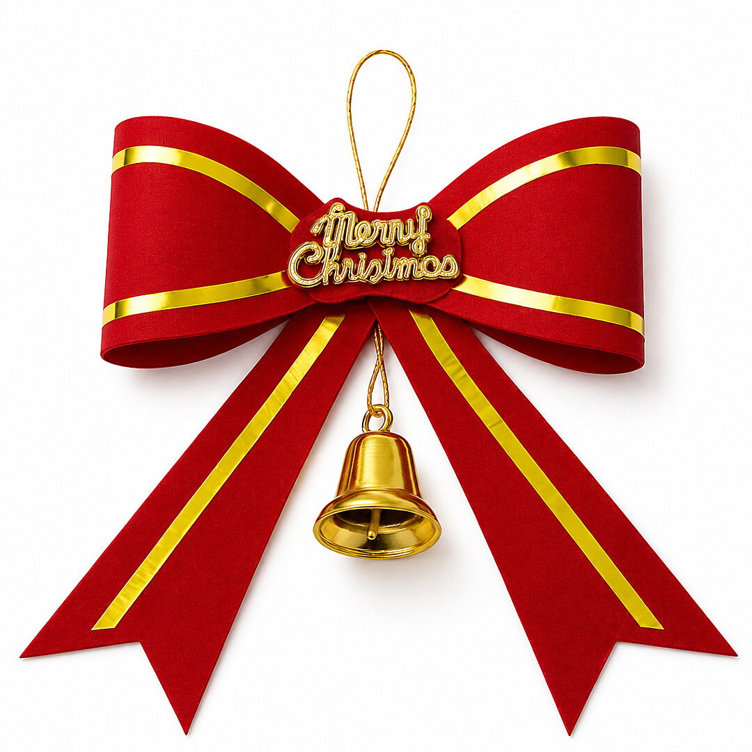 Yılbaşı Çam Ağacı Süsü Fiyonk Kırmızı Merry Christmas - 2