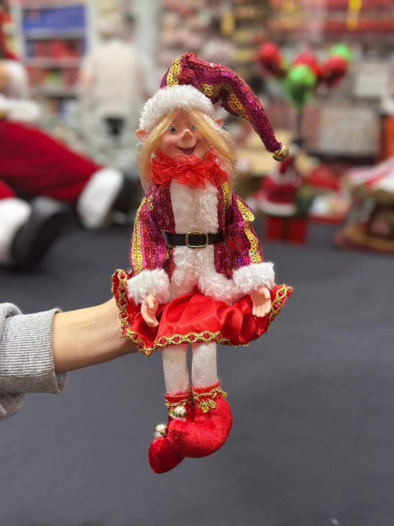 Beysüs Yılbaşı Çam Ağacı Süsü Fuşya Uzun Saçlı Elf Figürü 36 cm - 5