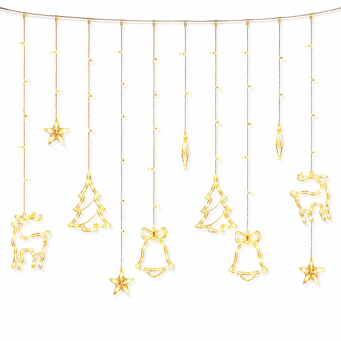 Beysüs Yılbaşı Çam Ağacı Süsü Geyik Ağaç ve Zil Perde Led Gün Işığı - 4