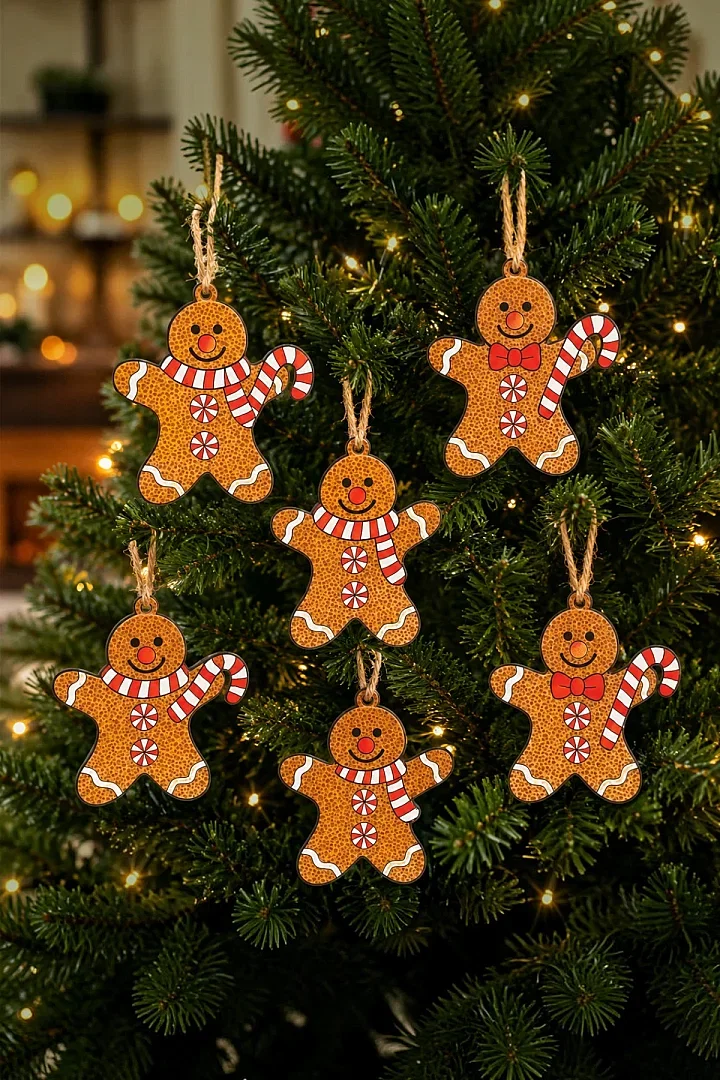 Yılbaşı Çam Ağacı Süsü Ginger 6 lı 10 cm - 4