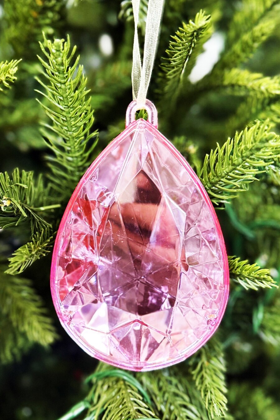 Beysüs Yılbaşı Çam Ağacı Süsü Kristal Damla Kesim Pembe - 5