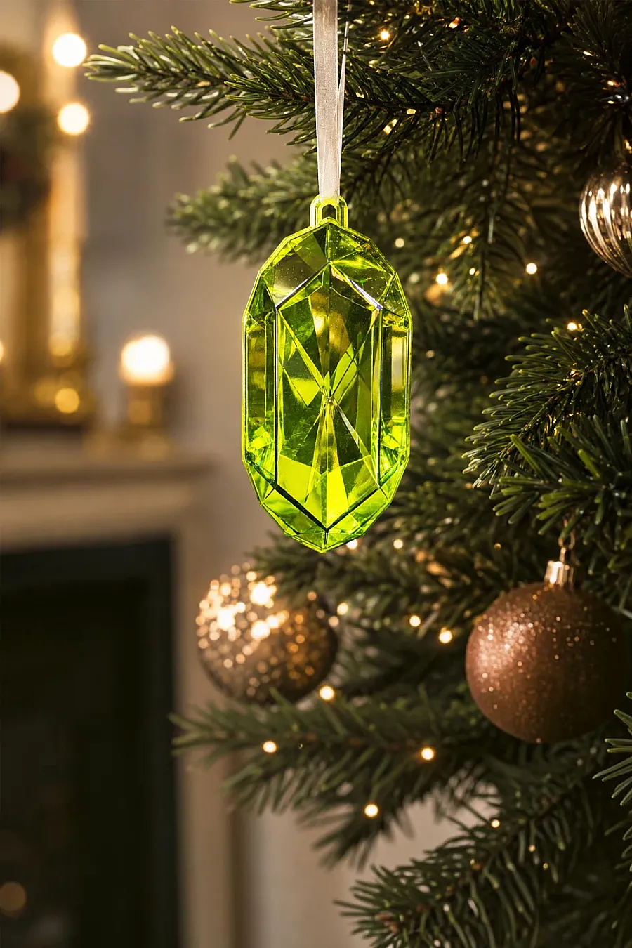 Yılbaşı Çam Ağacı Süsü Kristal Elmas Kesim Yeşil - 1