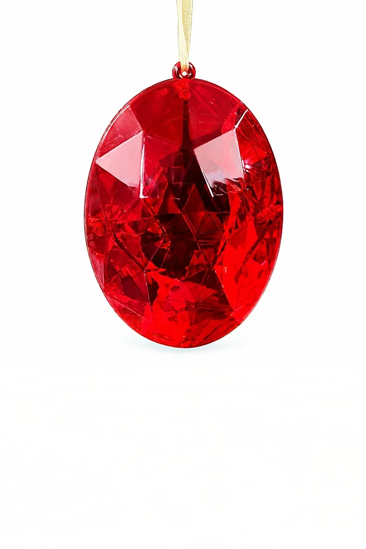 Yılbaşı Çam Ağacı Süsü Kristal Oval Kesim Yakut Kırmızı - 6