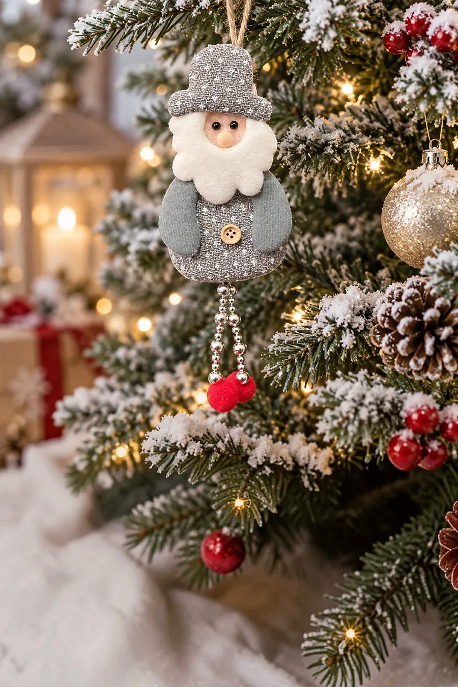 Yılbaşı Çam Ağacı Süsü Noel Baba Gümüş - 3