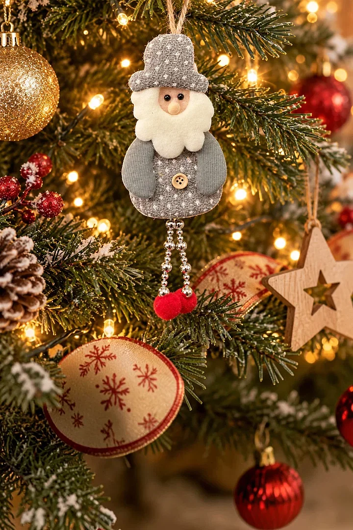 Yılbaşı Çam Ağacı Süsü Noel Baba Gümüş - 4