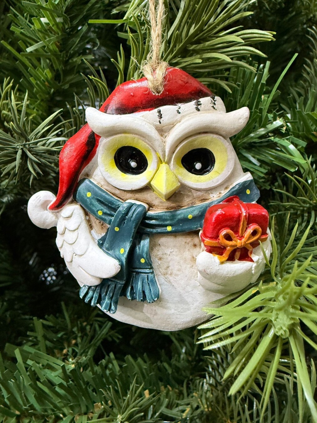 Beysüs Yılbaşı Çam Ağacı Süsü Noel Şapkalı Baykuş Figürü – Hediye Pakedi - 5