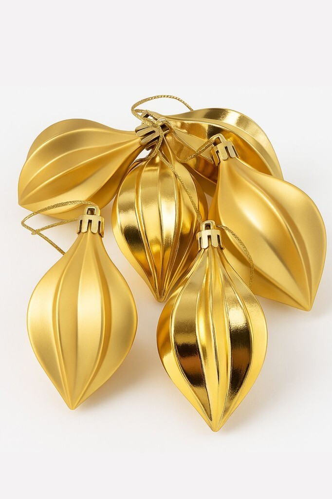 Beysüs Yılbaşı Çam Ağacı Süsü Parlak Gold Damla Cici Top 9 cm 6'lı - 5