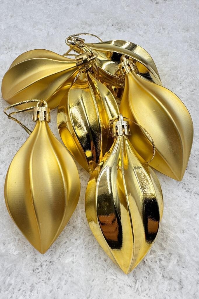 Beysüs Yılbaşı Çam Ağacı Süsü Parlak Gold Damla Cici Top 9 cm 6'lı - 8