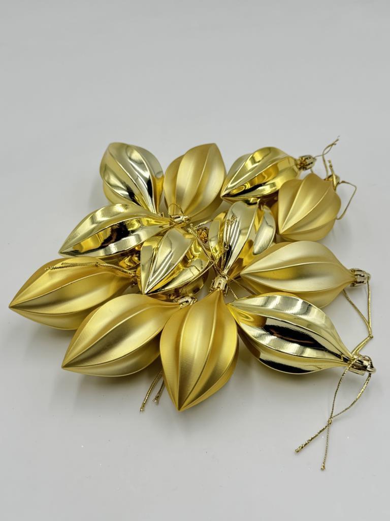 Beysüs Yılbaşı Çam Ağacı Süsü Parlak Gold Damla Cici Top 9 cm 6'lı - 9