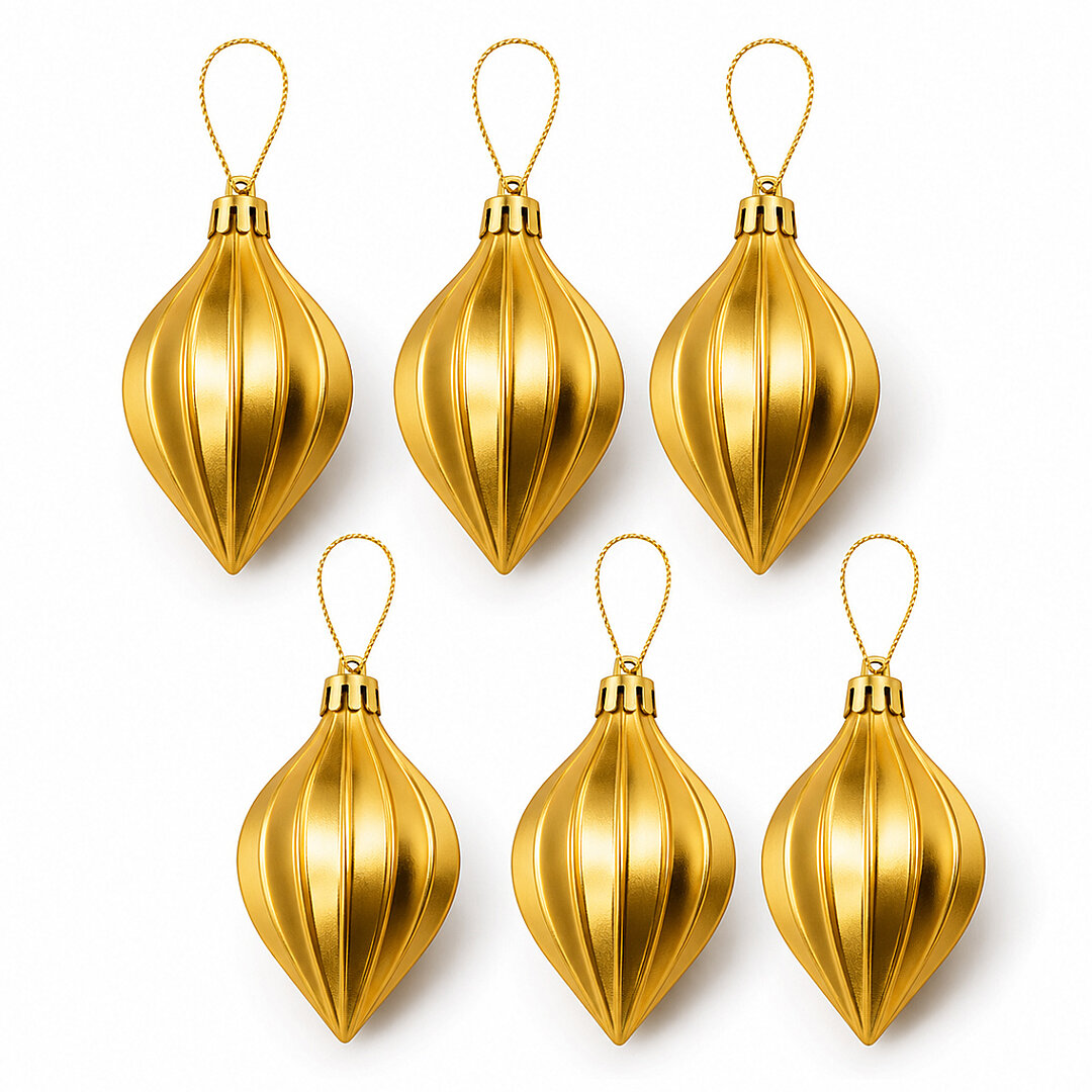 Beysüs Yılbaşı Çam Ağacı Süsü Parlak Gold Damla Cici Top 9 cm 6'lı - 3
