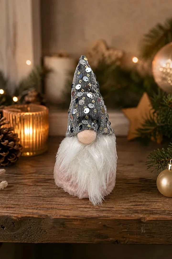 Yılbaşı Çam Ağacı Süsü Şans Cücesi Gnome Gümüş - 3