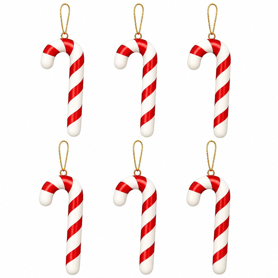 Yılbaşı Çam Ağacı Süsü Şeker Çubuğu 6 lı 9 cm - 2