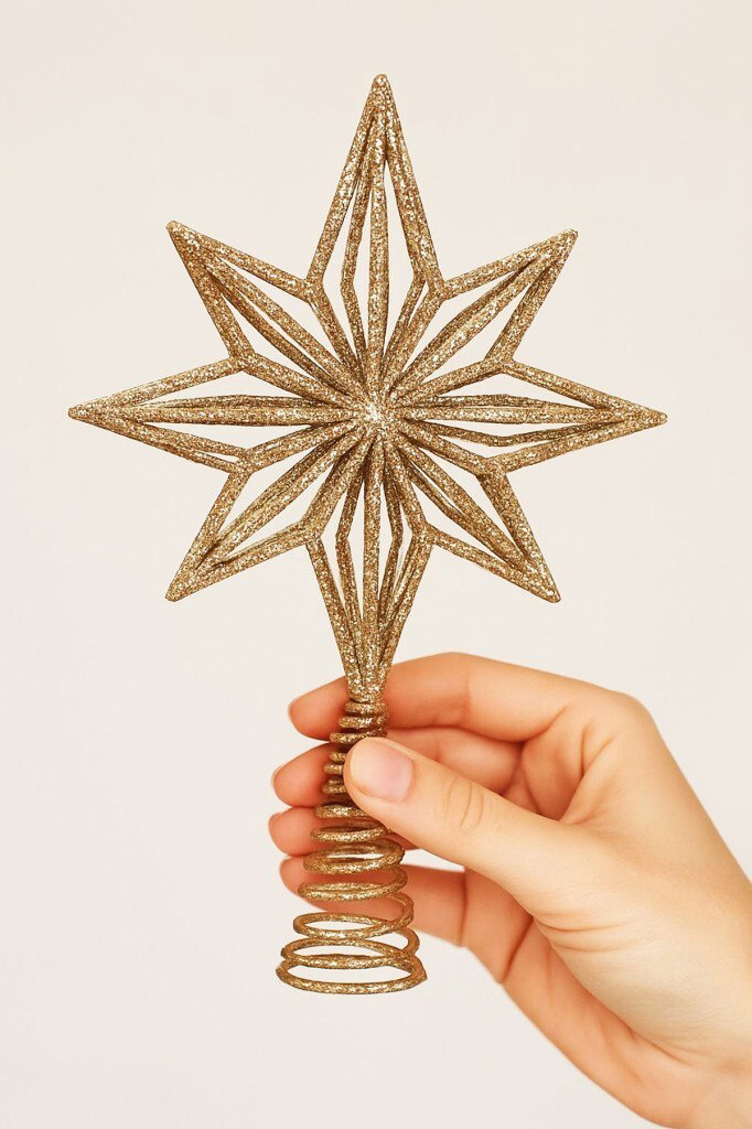 Beysüs Yılbaşı Çam Ağacı Süsü Tepe Yıldızı Kuzey Yıldızı Metal Gold 20 cm - 2