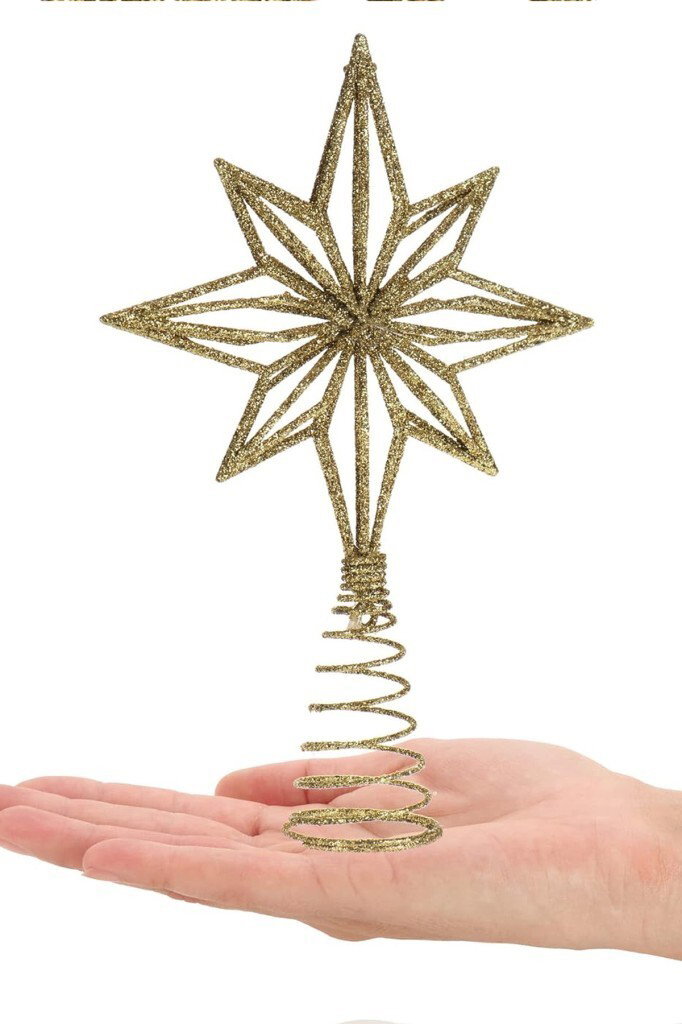 Beysüs Yılbaşı Çam Ağacı Süsü Tepe Yıldızı Kuzey Yıldızı Metal Gold 20 cm - 6