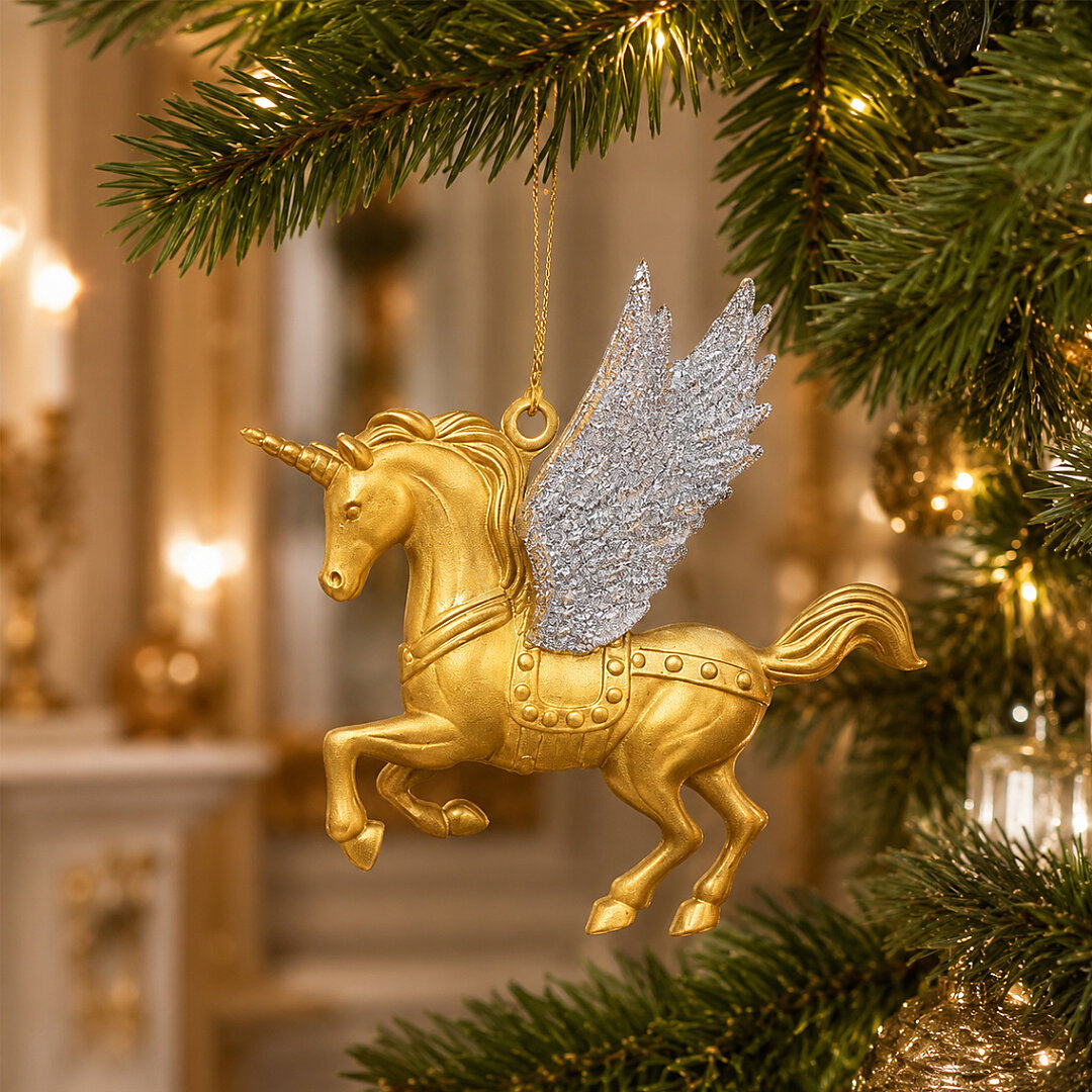 Yılbaşı Çam Ağacı Süsü Unicorn Asma Süs Gold 10 cm - 4