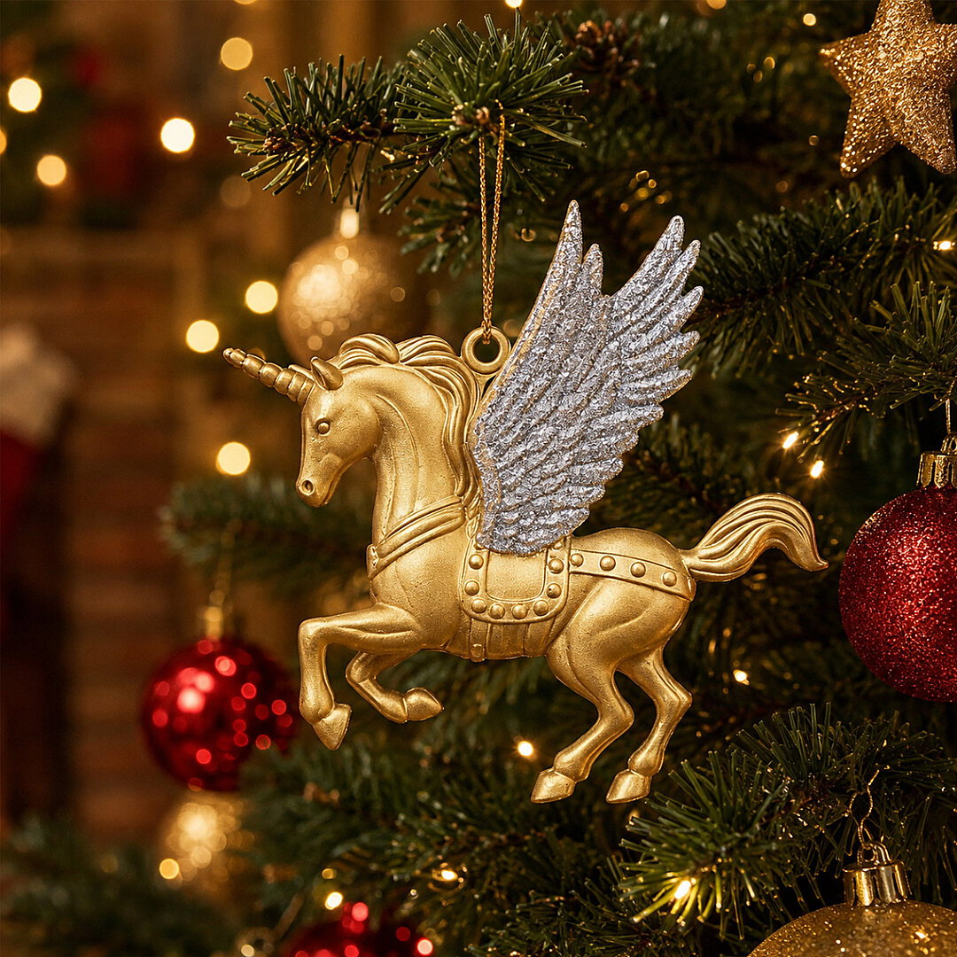 Yılbaşı Çam Ağacı Süsü Unicorn Asma Süs Gold 10 cm - 3