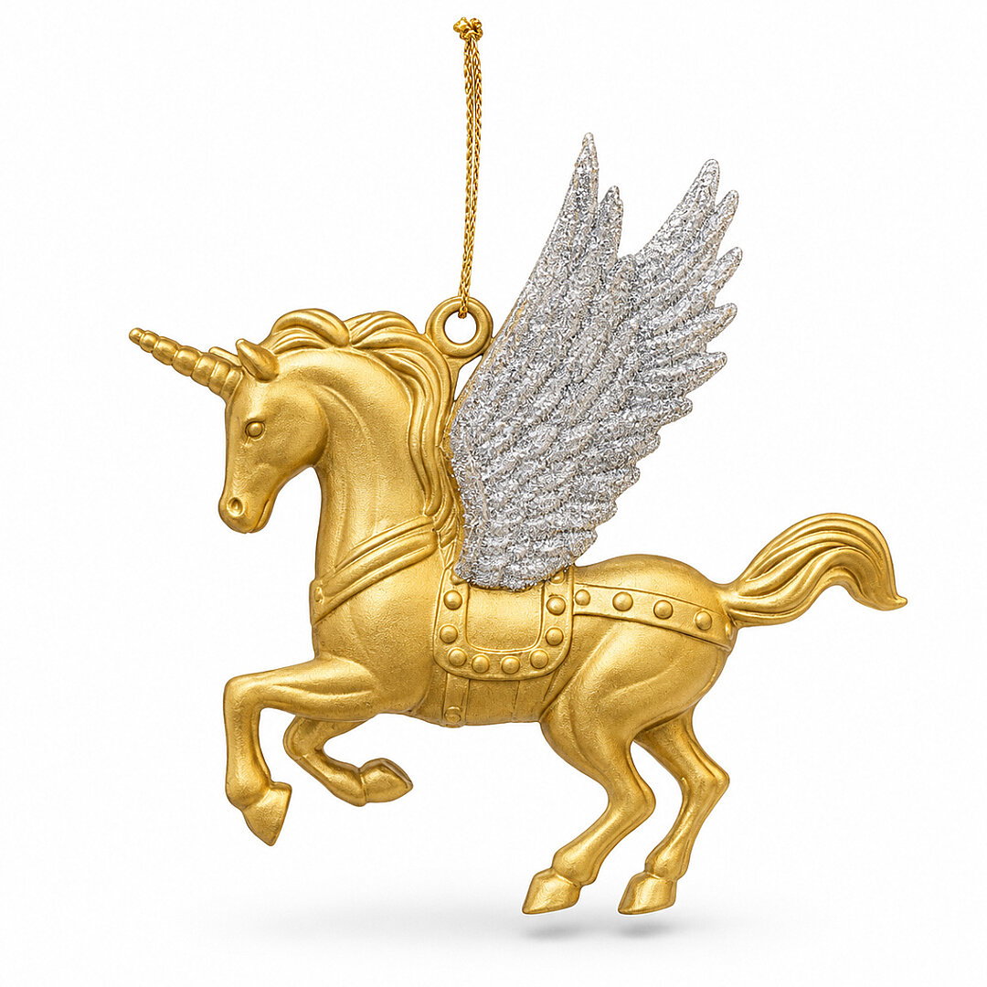 Yılbaşı Çam Ağacı Süsü Unicorn Asma Süs Gold 10 cm - 2