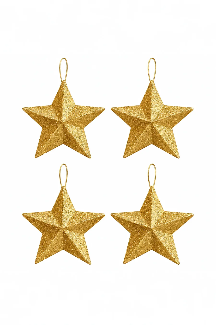 Yılbaşı Çam Ağacı Süsü Yıldız 7 cm 4 lü Gold - 5