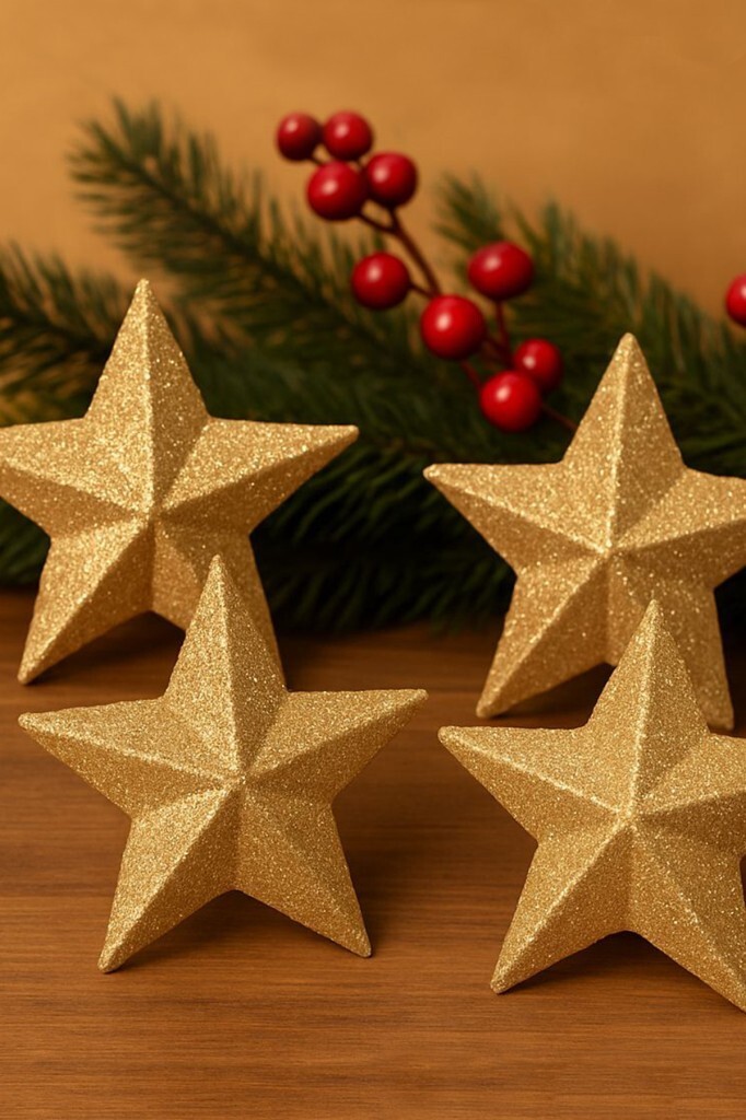 Beysüs Yılbaşı Çam Ağacı Süsü Yıldız 7 cm 4 lü Gold - 3