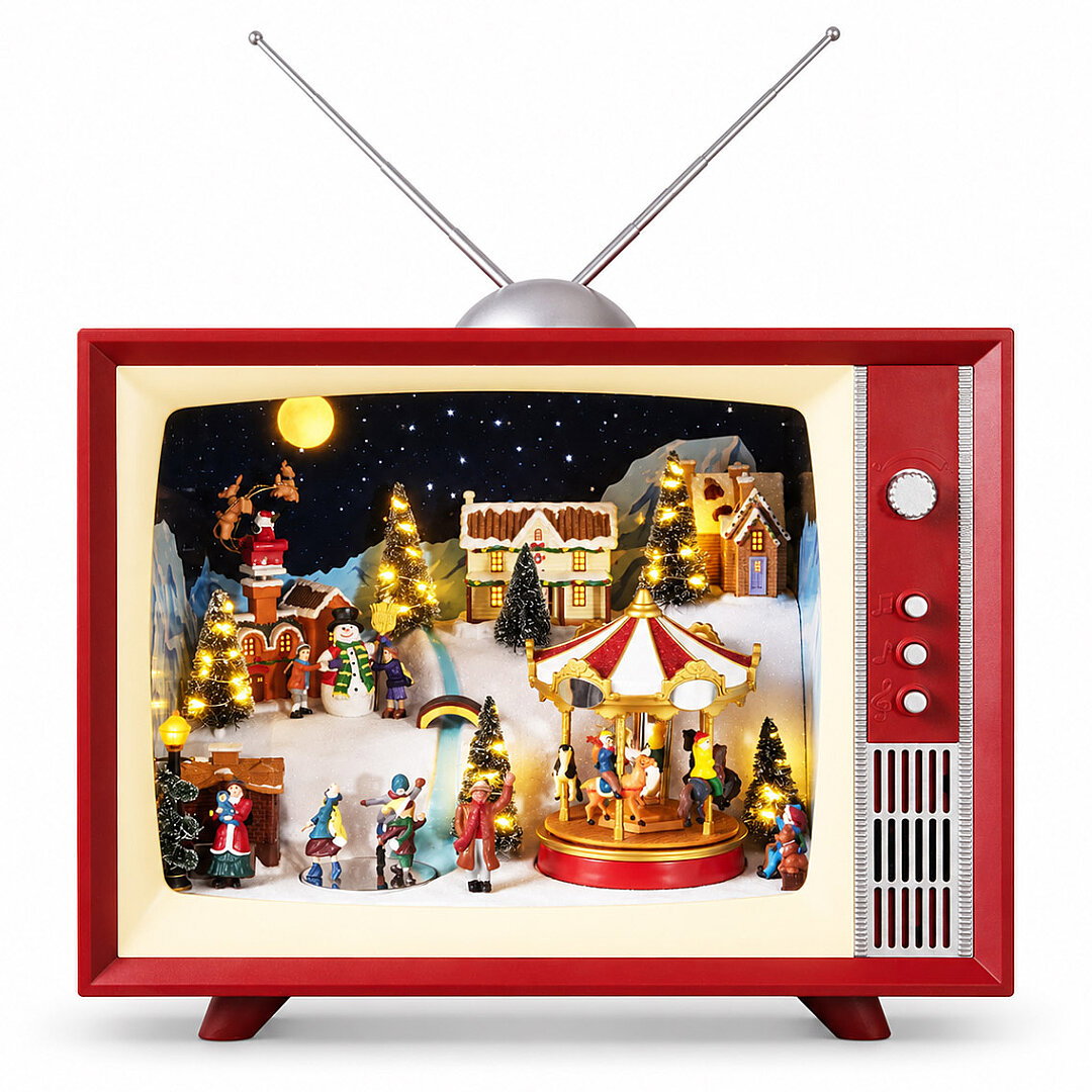 Yılbaşı Dekor Deluxe Vintage Televizyon - 5