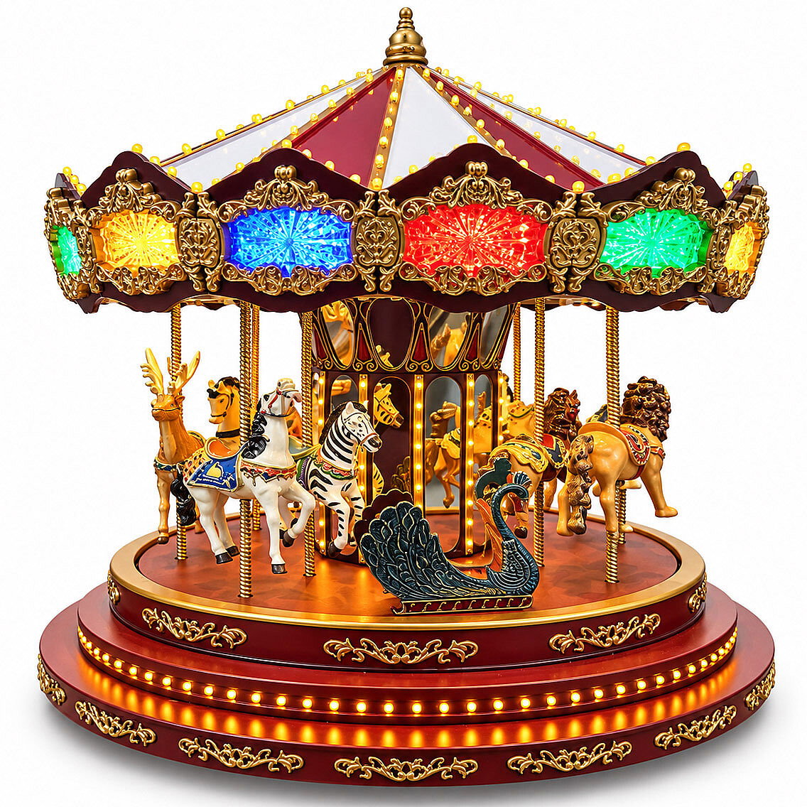 Yılbaşı Dekor Lüks Carousel Kırmızı Beyaz Marquee Premium - 1