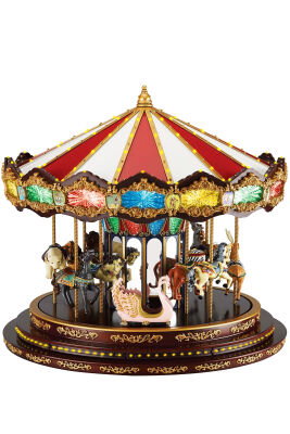 Yılbaşı Dekor Lüks Carousel Kırmızı Beyaz Marquee Premium - 4