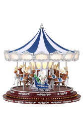 Yılbaşı Dekor Lüks Carousel Mavi Beyaz Kadife - 7