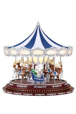 Yılbaşı Dekor Lüks Carousel Mavi Beyaz Kadife - 7