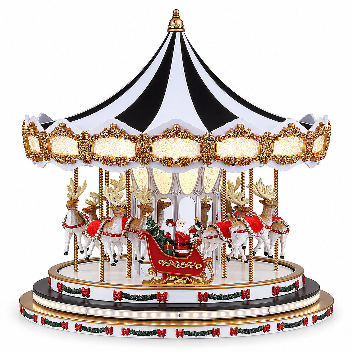 Yılbaşı Dekor Lüks Carousel Siyah Beyaz Kadife - 1