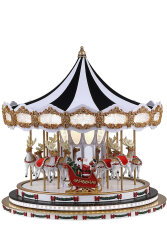 Yılbaşı Dekor Lüks Carousel Siyah Beyaz Kadife - 5