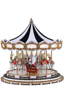 Yılbaşı Dekor Lüks Carousel Siyah Beyaz Kadife - 5