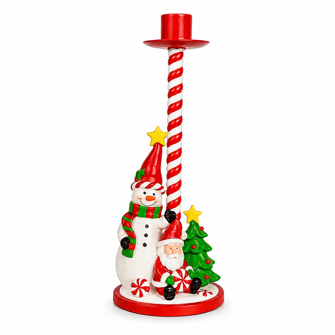 Yılbaşı Dekoratif Kardan Adam Mumluk Şamdan 27 Cm - 2