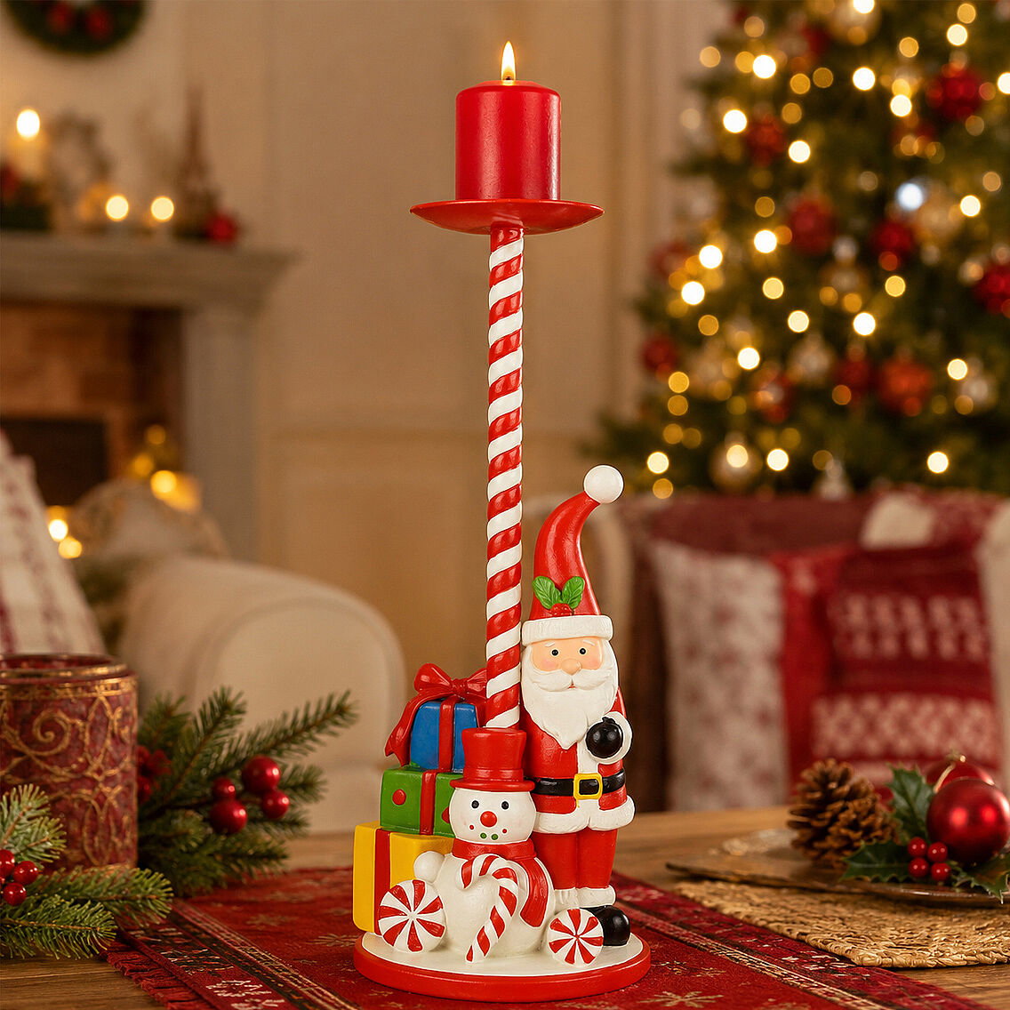 Yılbaşı Dekoratif Noel Baba Mumluk Şamdan 27 Cm - 1
