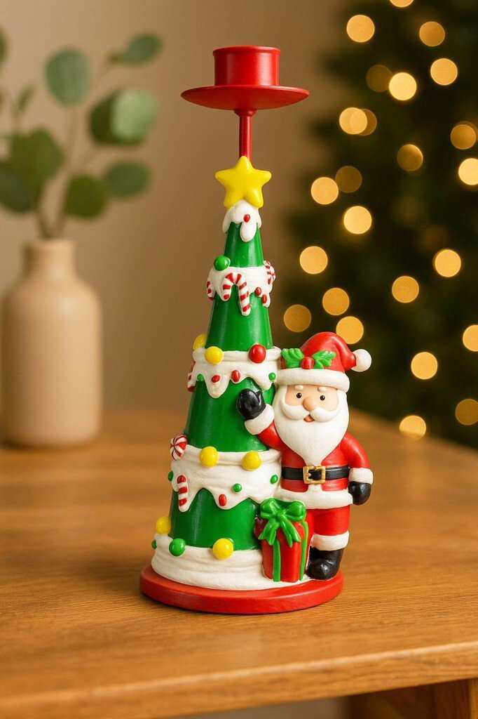 Beysüs Yılbaşı Şamdan Çam Ağacı Noel Baba Mumluk - 5