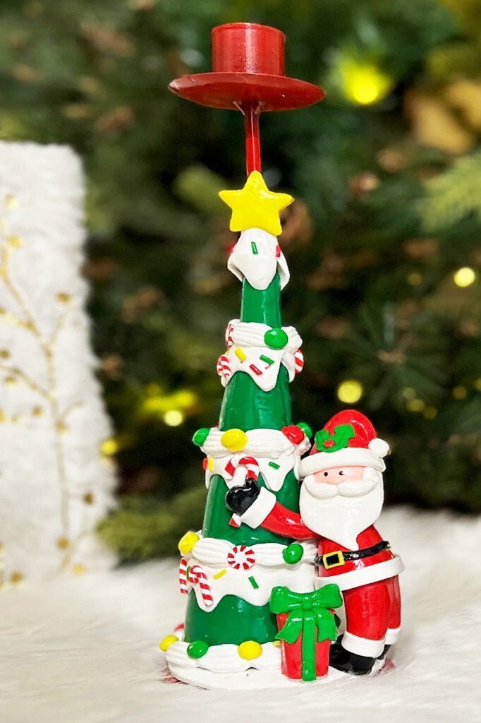 Beysüs Yılbaşı Şamdan Çam Ağacı Noel Baba Mumluk - 7