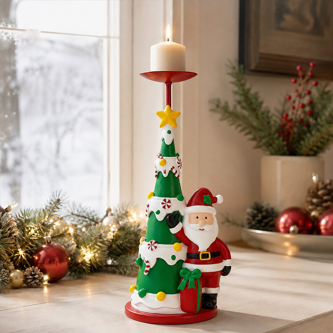 Beysüs Yılbaşı Şamdan Çam Ağacı Noel Baba Mumluk - 4