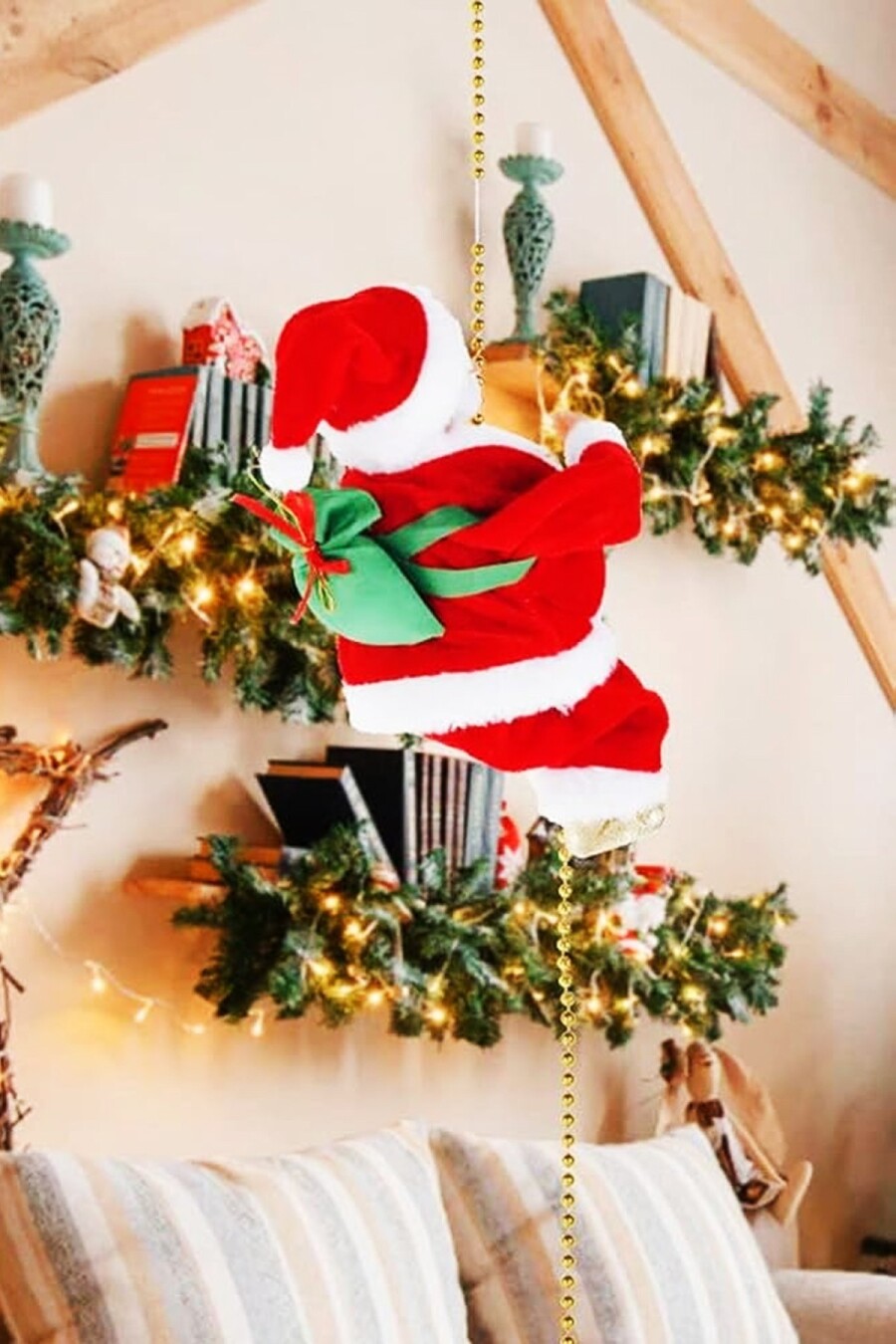 Beysüs Yılbaşı Süsü Tırmanan Noel Baba Müzikli Hareketli Zincirli Dekor - 3