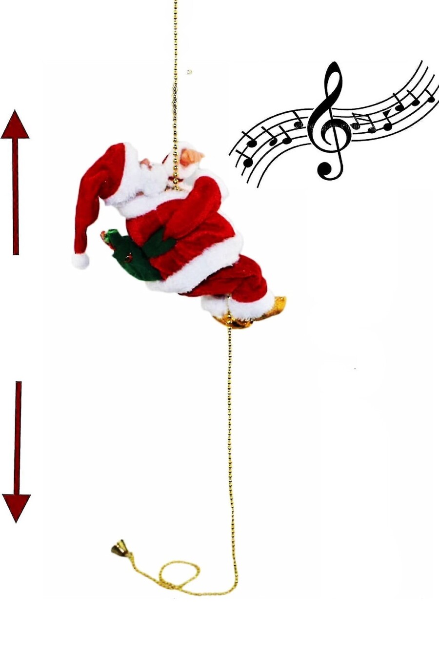 Beysüs Yılbaşı Süsü Tırmanan Noel Baba Müzikli Hareketli Zincirli Dekor - 4