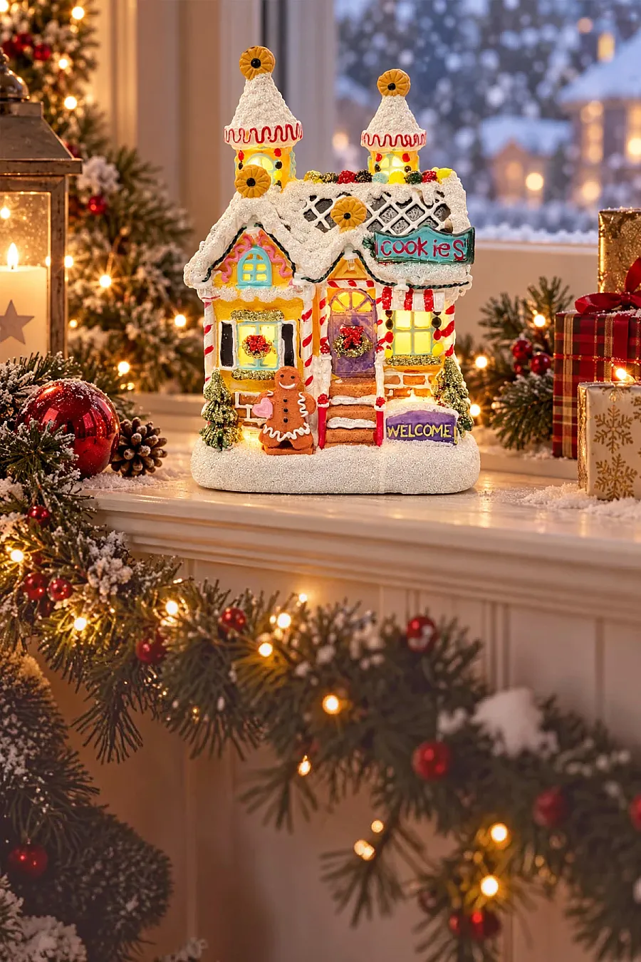 Yılbaşı Ürünleri Dekoratif Kurabiye Ev Işıklı Cookies BYS0010 - 5