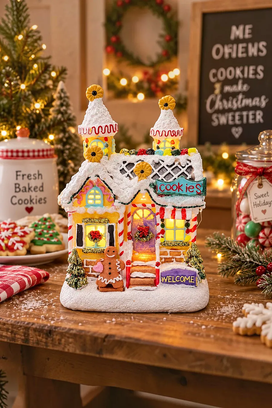 Yılbaşı Ürünleri Dekoratif Kurabiye Ev Işıklı Cookies BYS0010 - 2