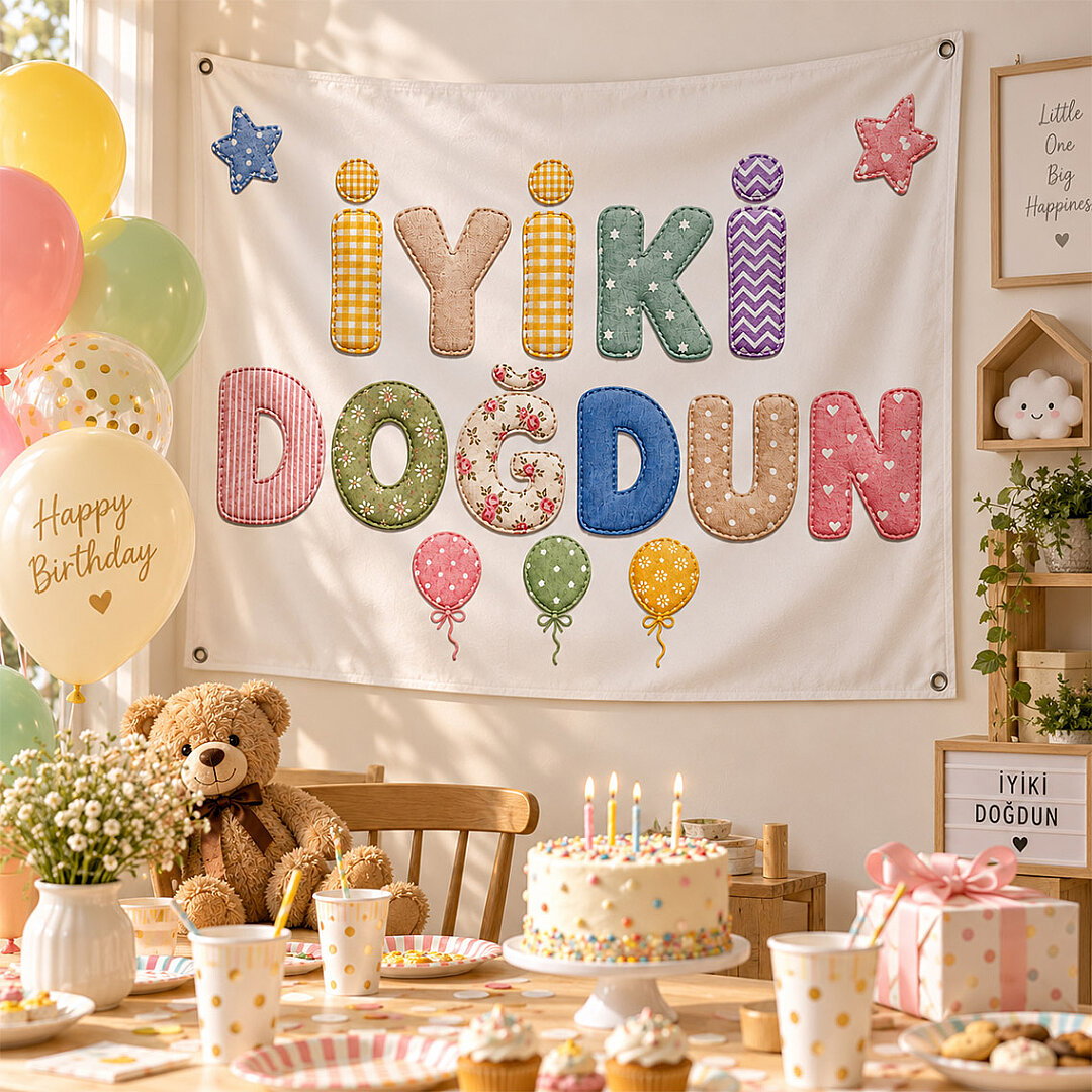 İyi ki Doğdun Kumaş Parti Posteri 100x150 cm - 2