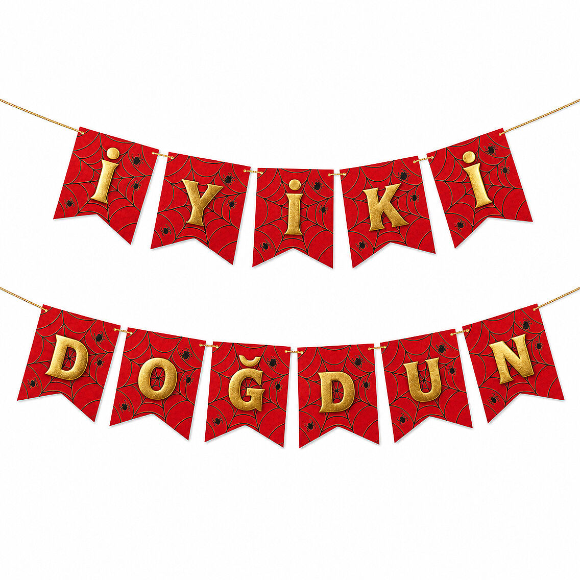 İyiki Doğdun Banner Kırmızı - Gold - 1
