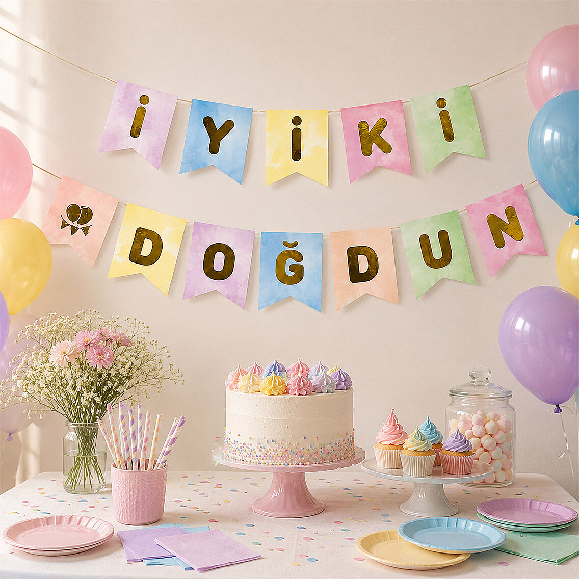 İyiki Doğdun Banner Makaron - 2