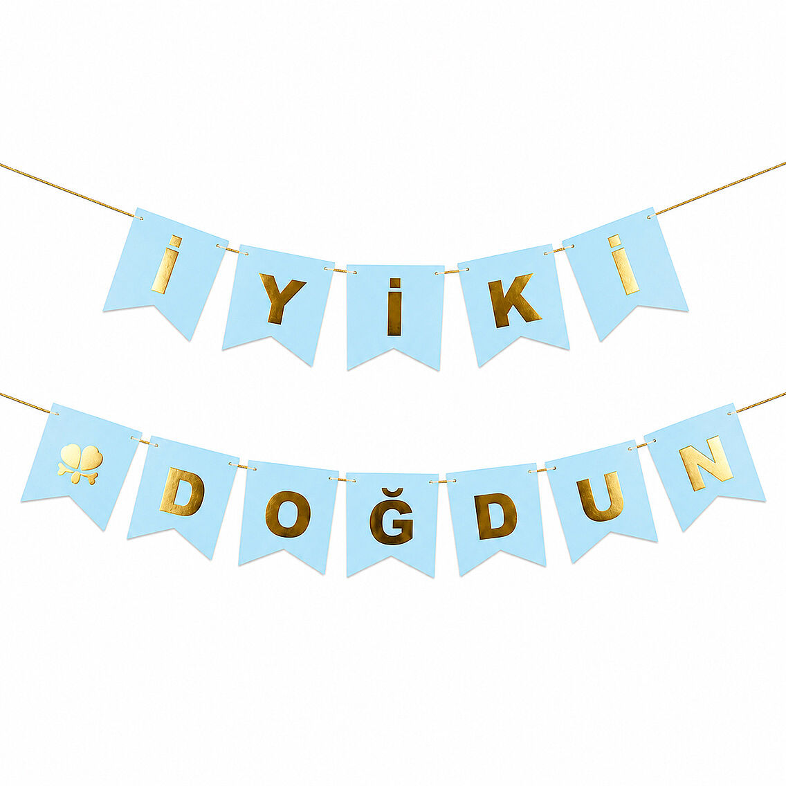 İyiki Doğdun Banner Mavi - Gold - 1