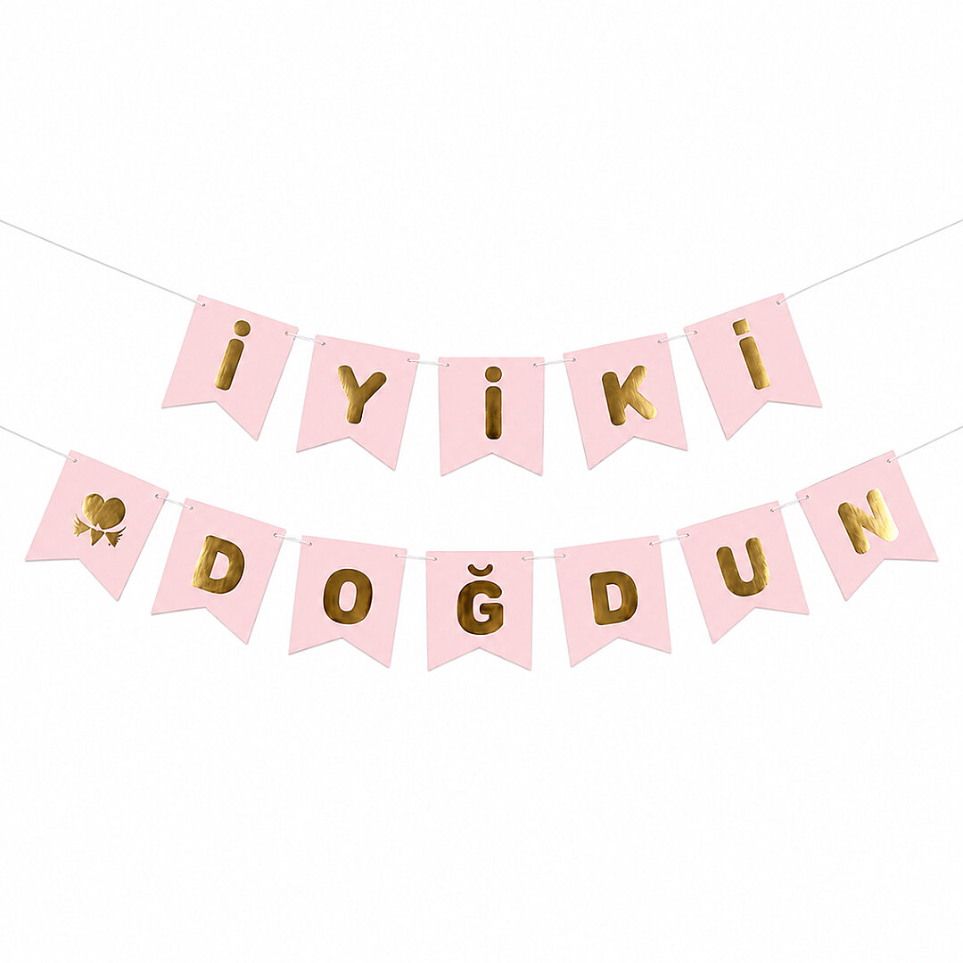 İyiki Doğdun Banner Pembe - Gold - Beysüs