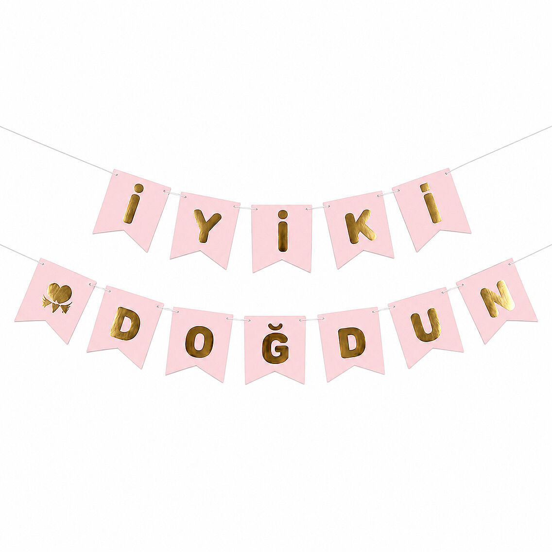 İyiki Doğdun Banner Pembe - Gold - 1
