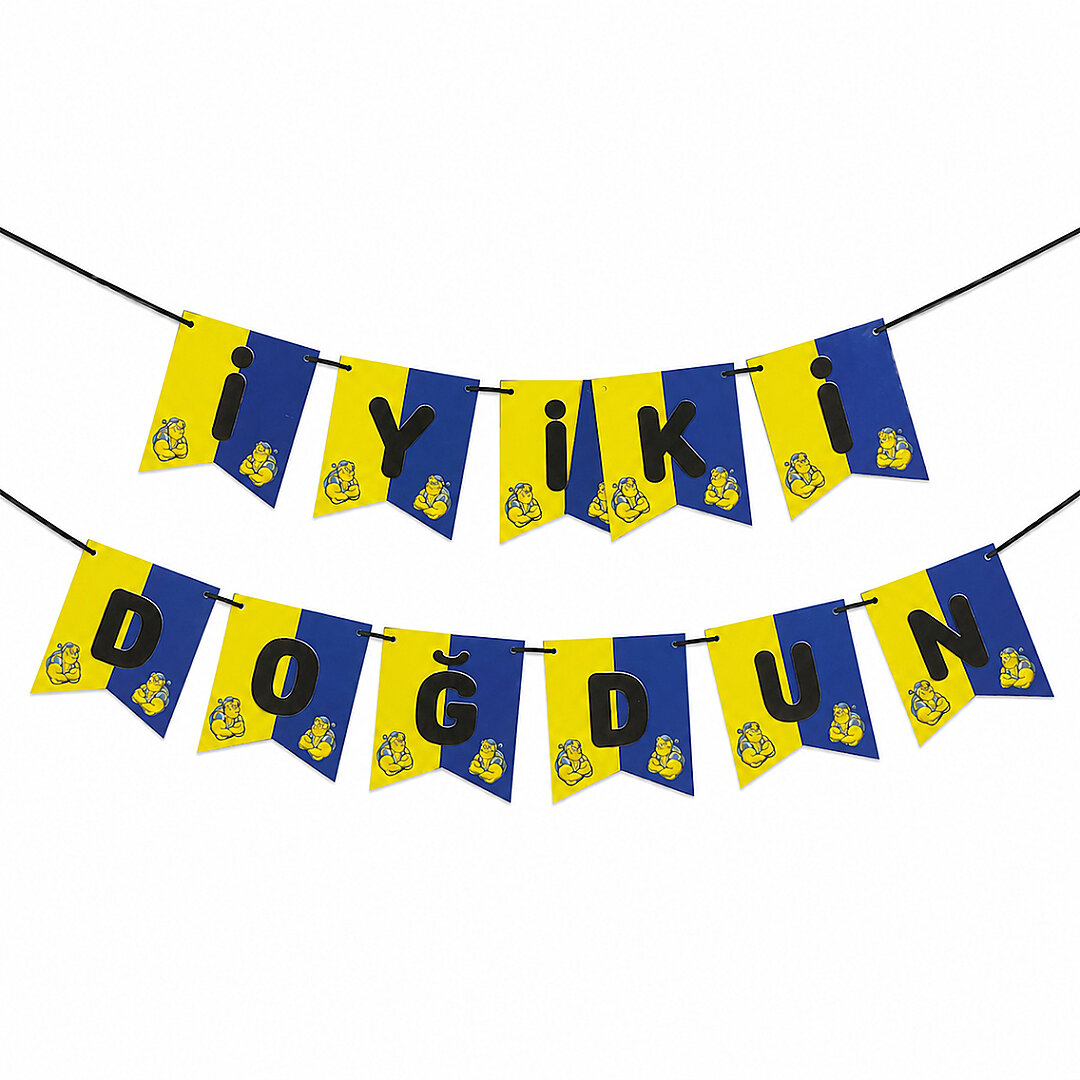 İyiki Doğdun Banner Sarı Lacivert - Beysüs